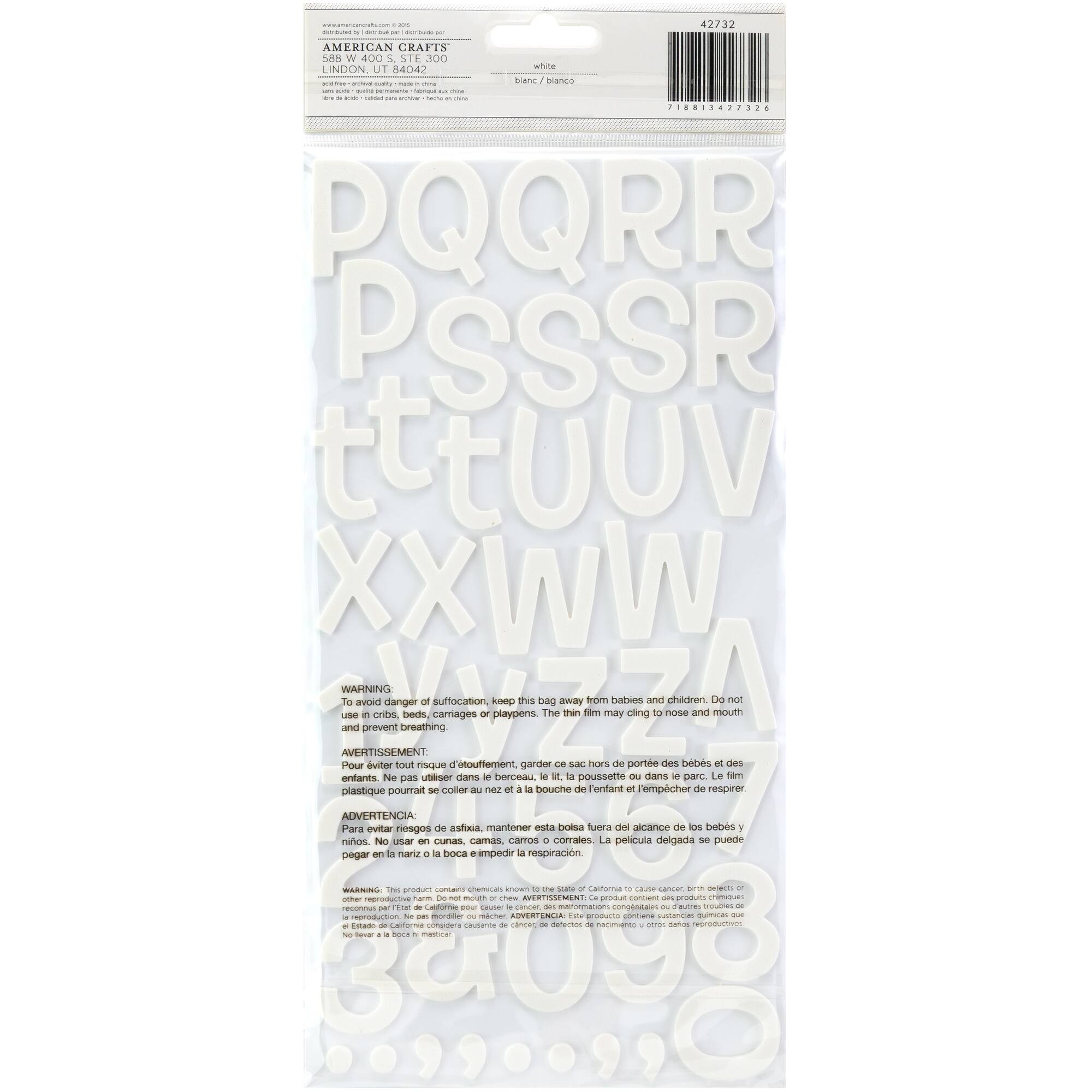 American Crafts™ White Rootbeer Float Foam Alphabet Stickers